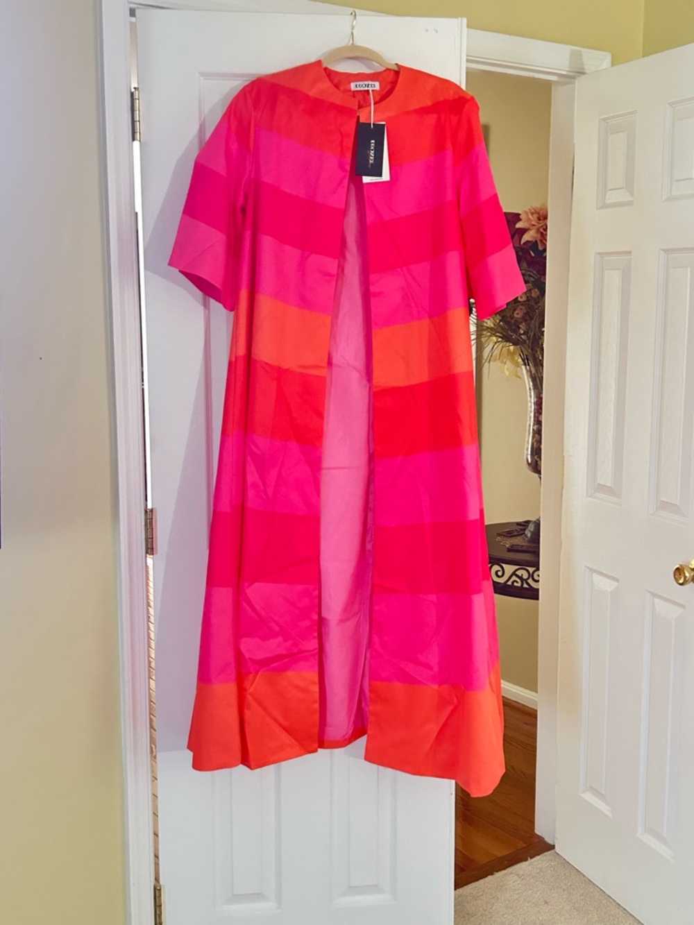 💓Bright Pink and Orange Striped Maxi Kimono🧡 - Picture 7 of 7